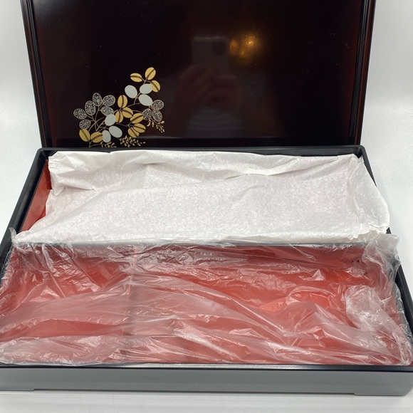 Vintage Japanese Bento Lacquerware 5 Section Divided Lunchbox Rectangle Floral - Picture 4 of 4